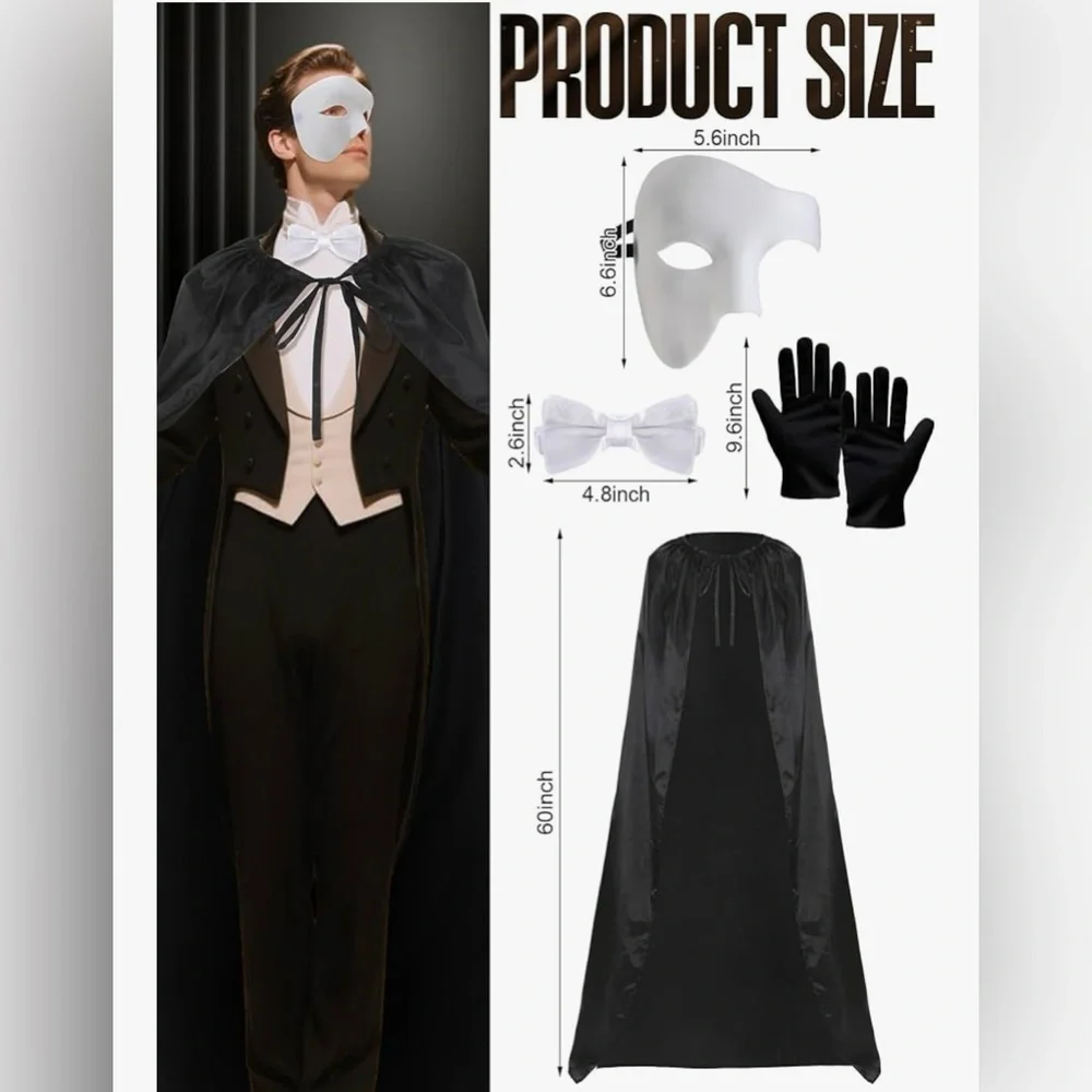 White Half Face Masquerade Mask for Men
